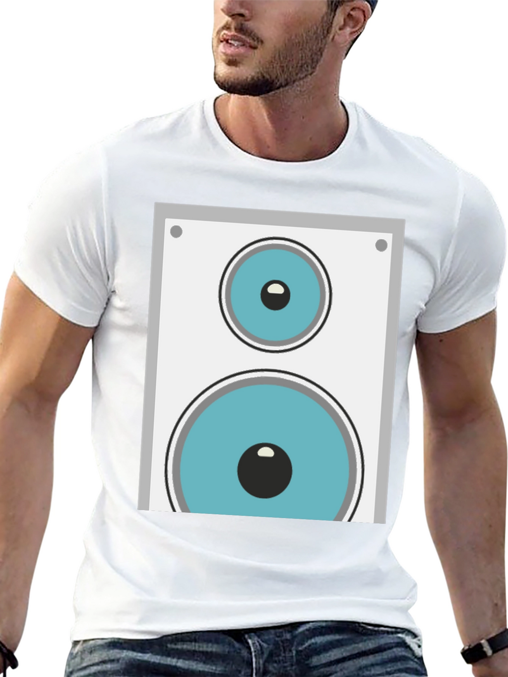 Speaker Graphic Tee - Black Cotton Blend