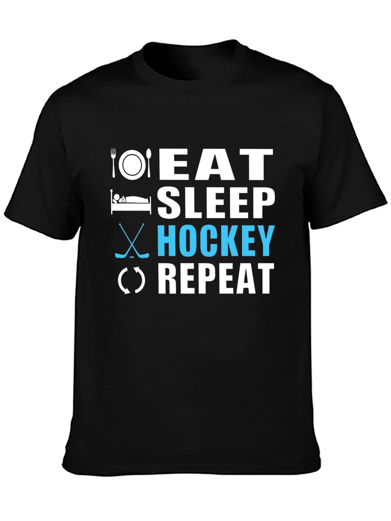 Eat Sleep Hockey Repeat Black T-Shirt