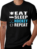 Eat Sleep Hockey Repeat Black T-Shirt