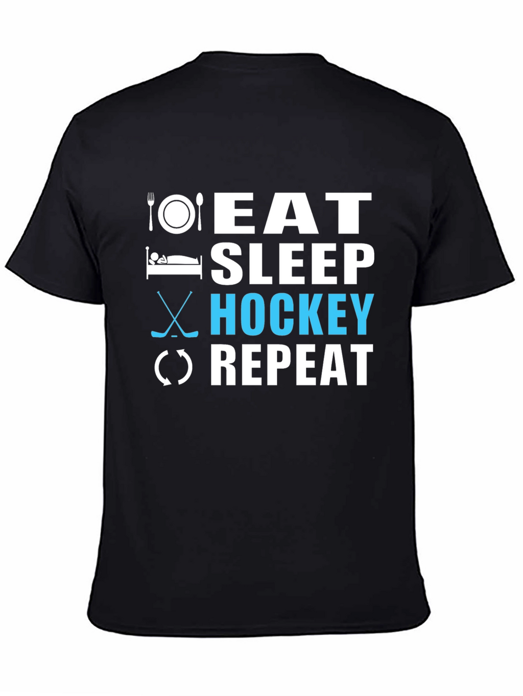 Eat Sleep Hockey Repeat Black T-Shirt