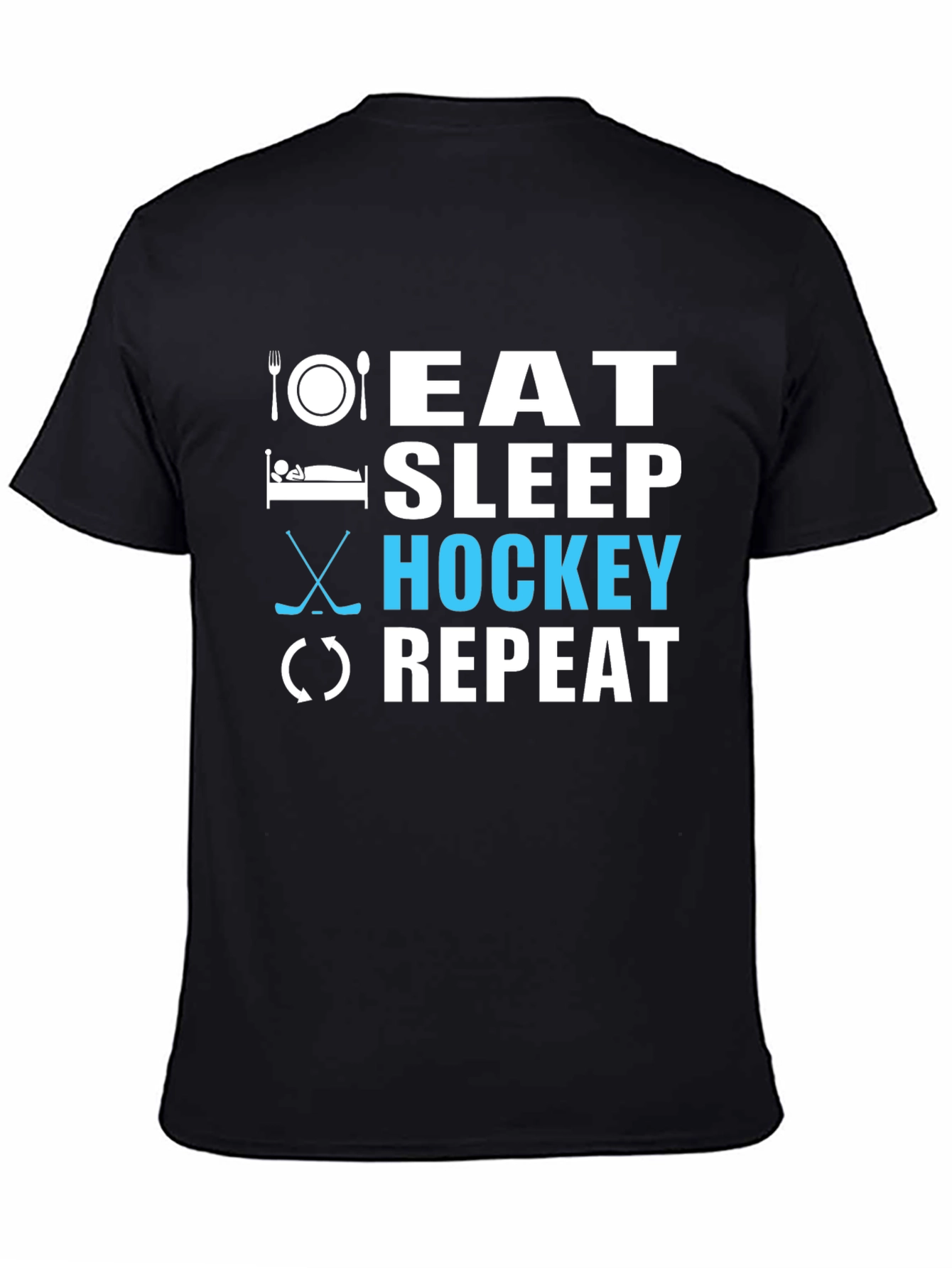 Eat Sleep Hockey Repeat Black T-Shirt