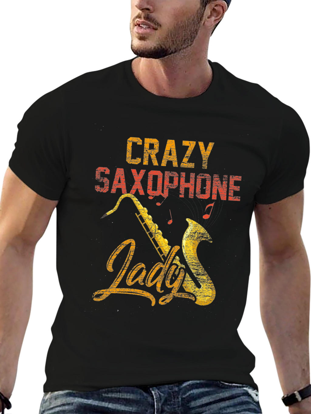 Crazy Saxophone Lady T-Shirt - Musician Tee