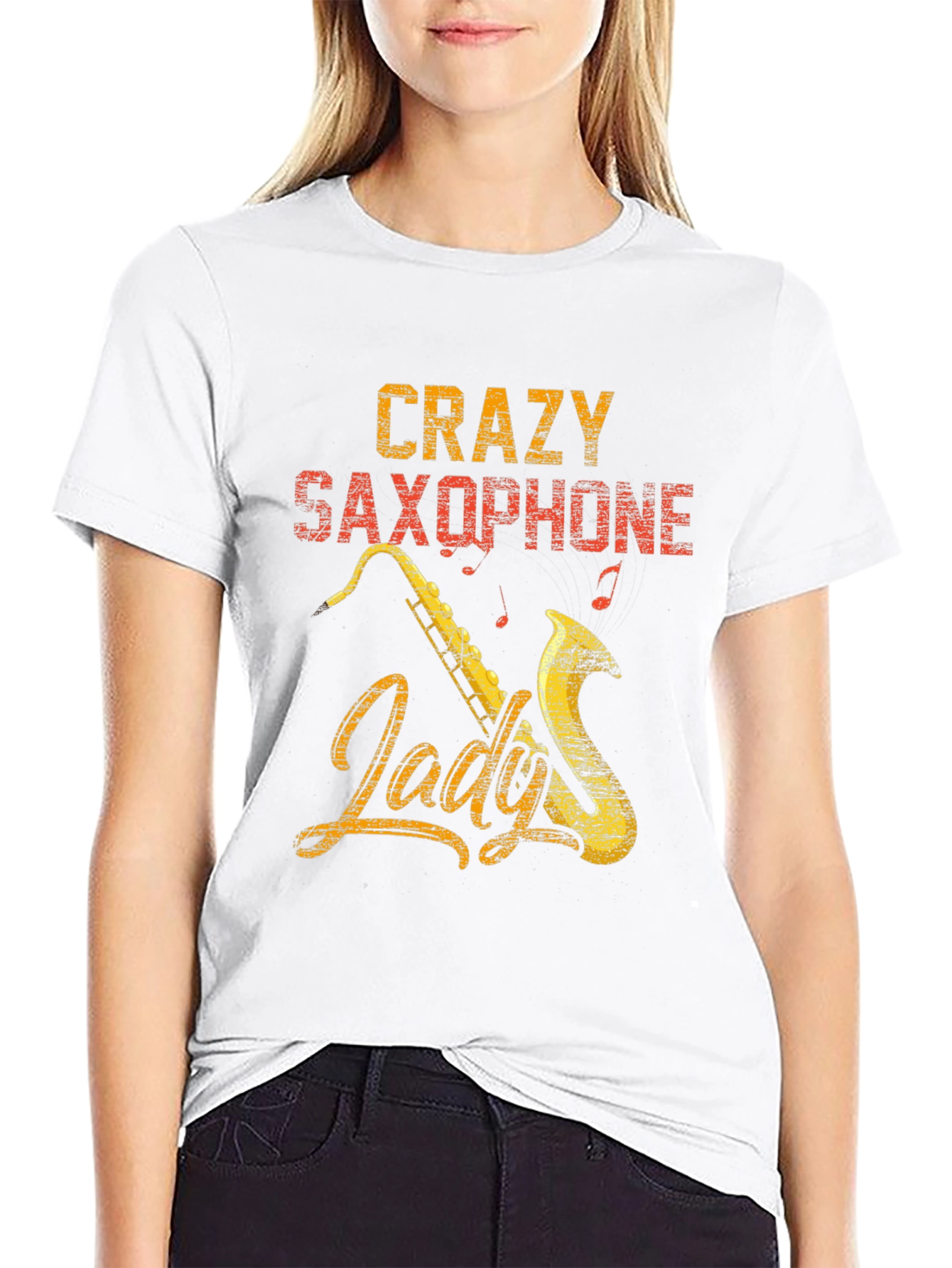 Crazy Saxophone Lady T-Shirt - Musician Tee