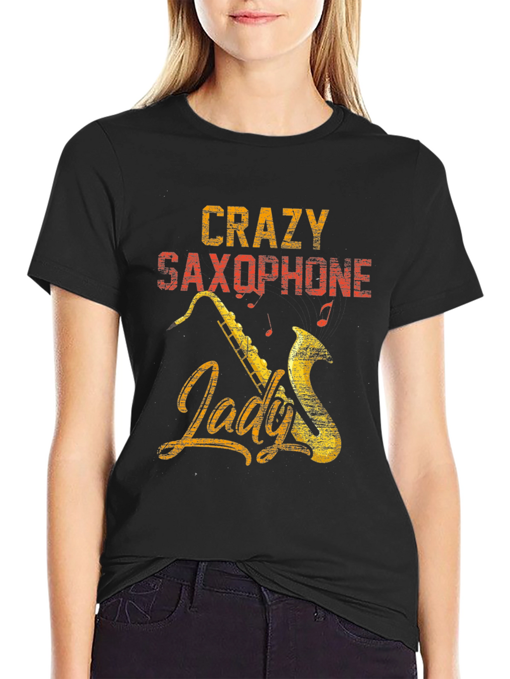 Crazy Saxophone Lady T-Shirt - Musician Tee