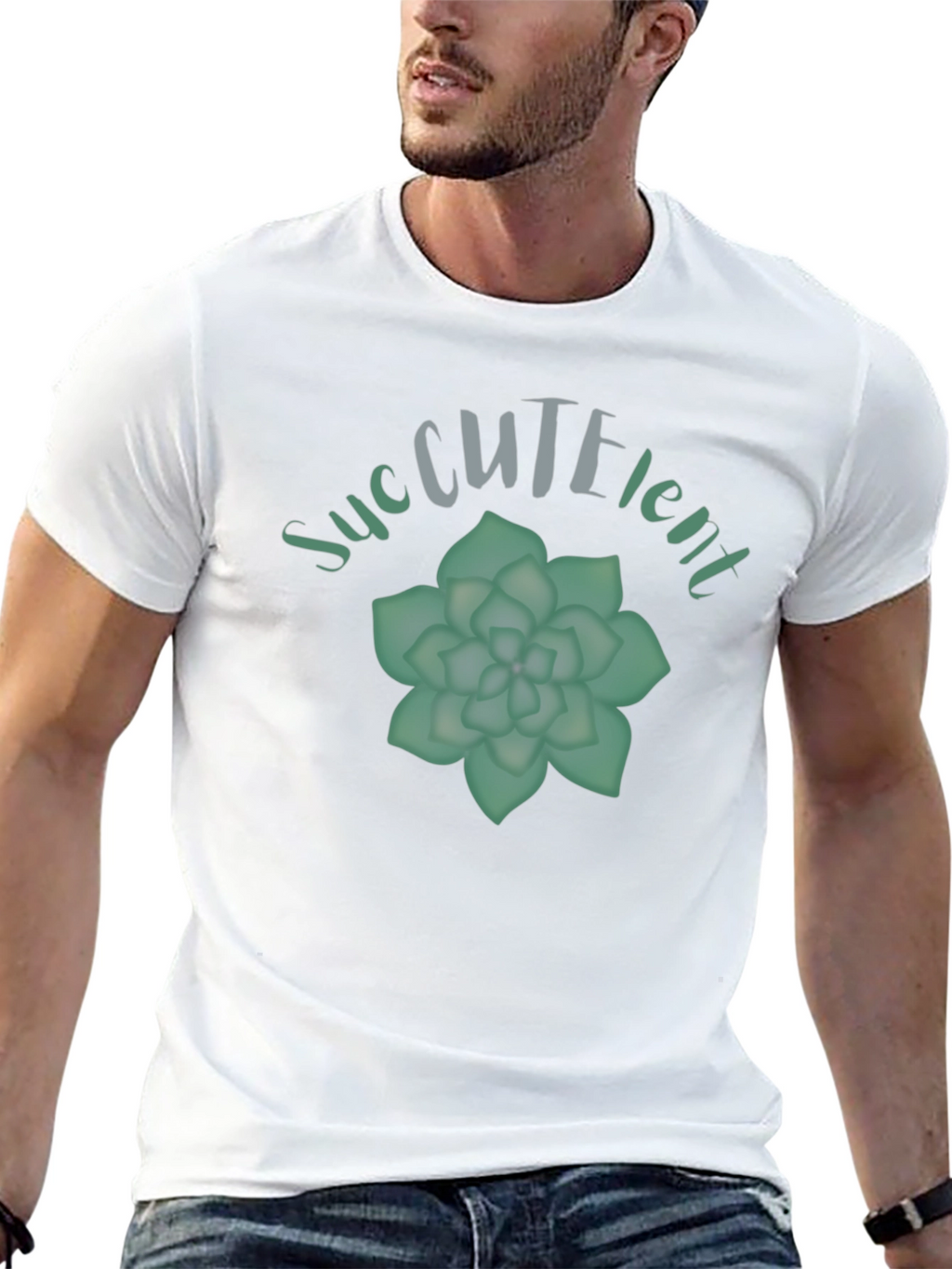 Succulent Plant Graphic Black T-Shirt
