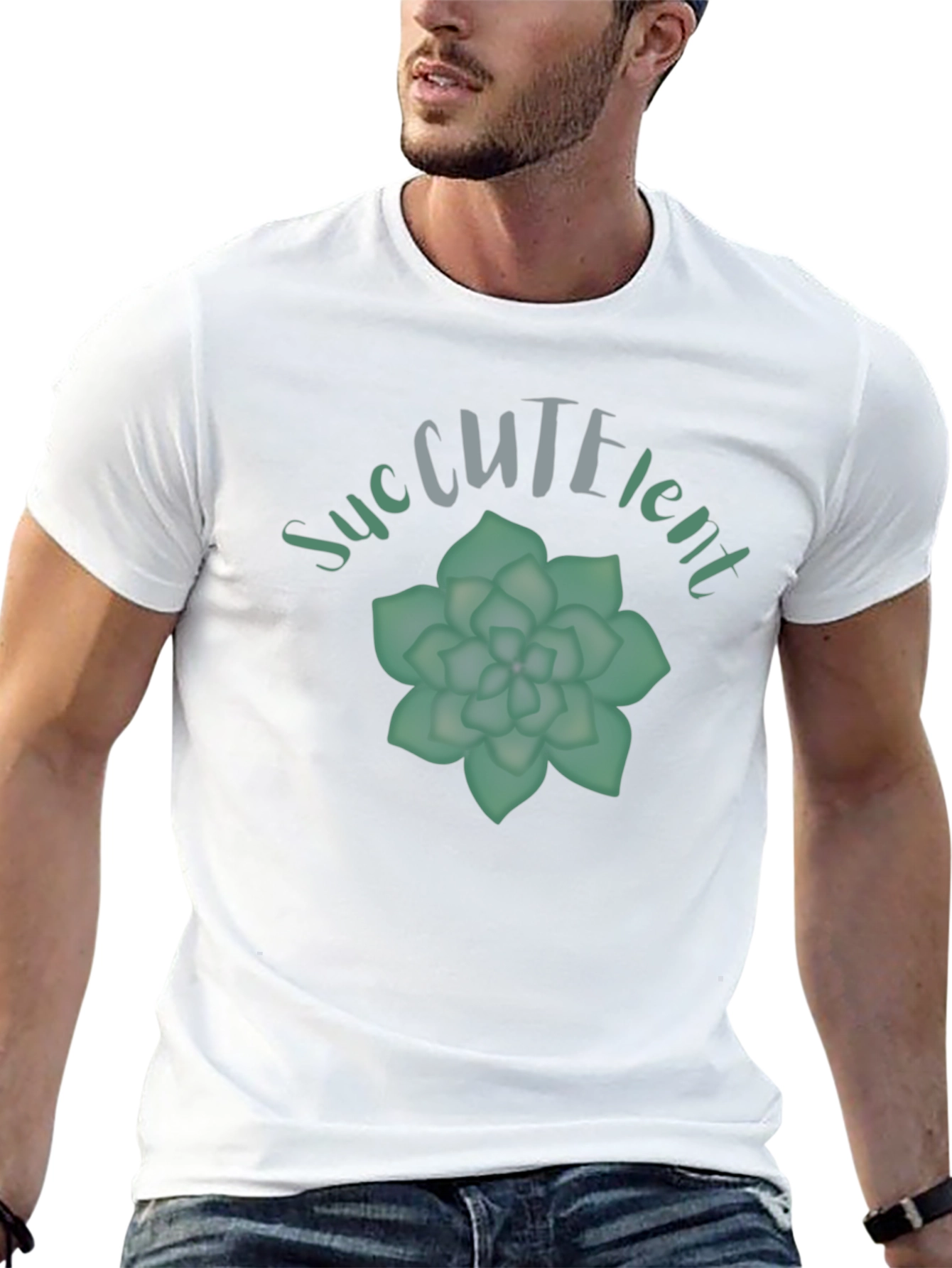 Succulent Plant Graphic Black T-Shirt