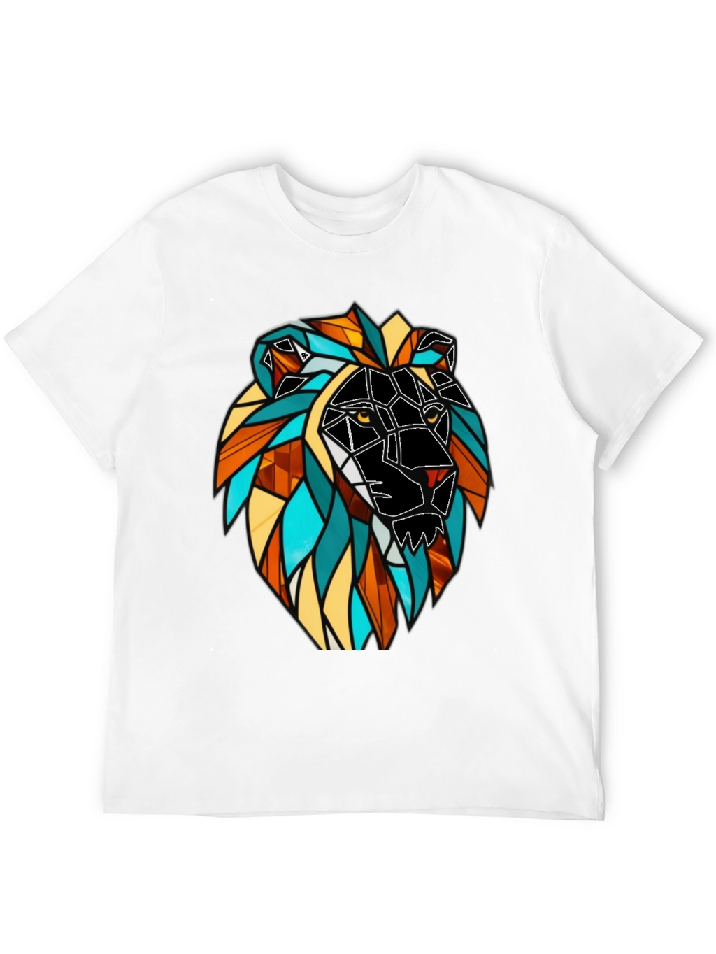 Geometric Lion Graphic Black T-Shirt