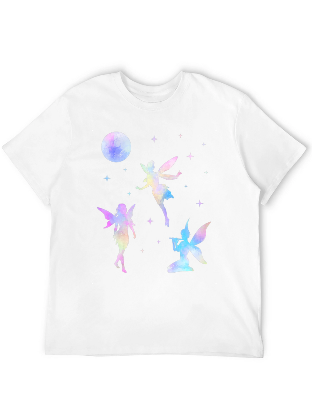 Fairy Moon Stars Graphic Tee - Whimsical Black T-Shirt