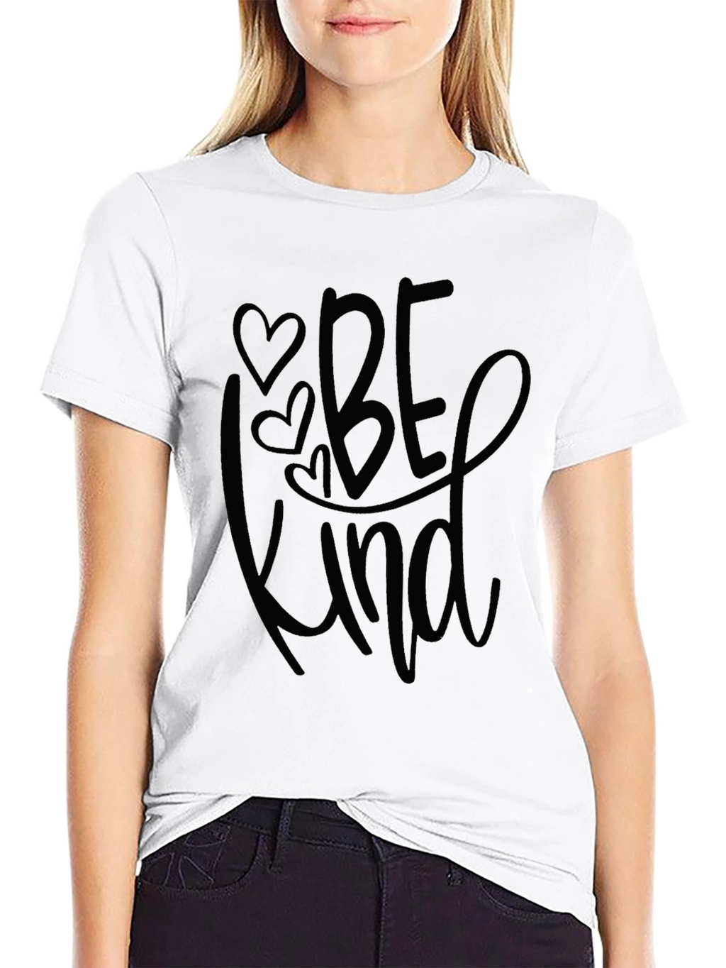 Be Kind Heart Tee - Soft Black Graphic T-Shirt