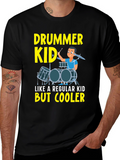Drummer Kid Graphic Tee - Cool Musician Shirt