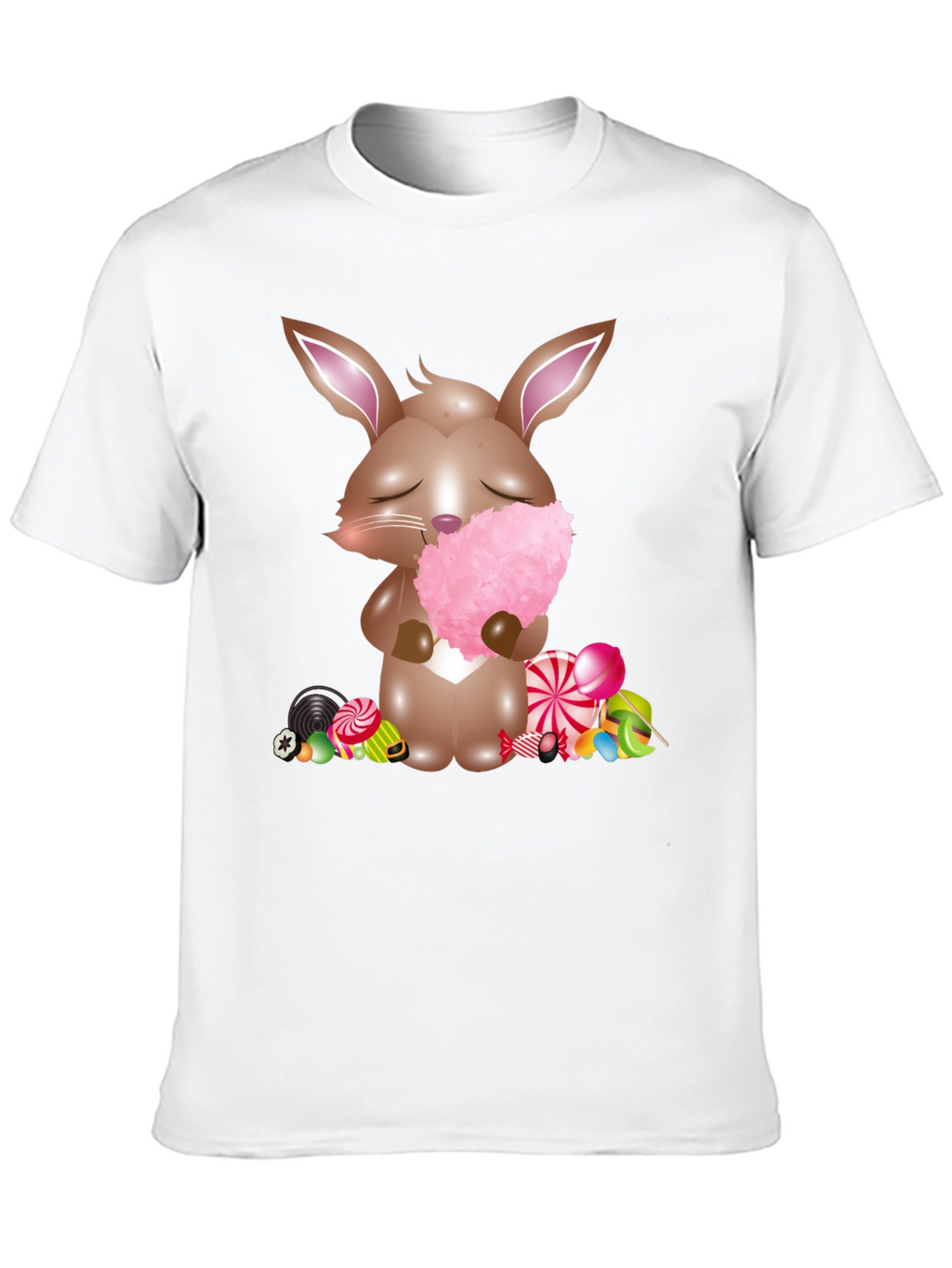 Bunny with Cotton Candy Black T-Shirt