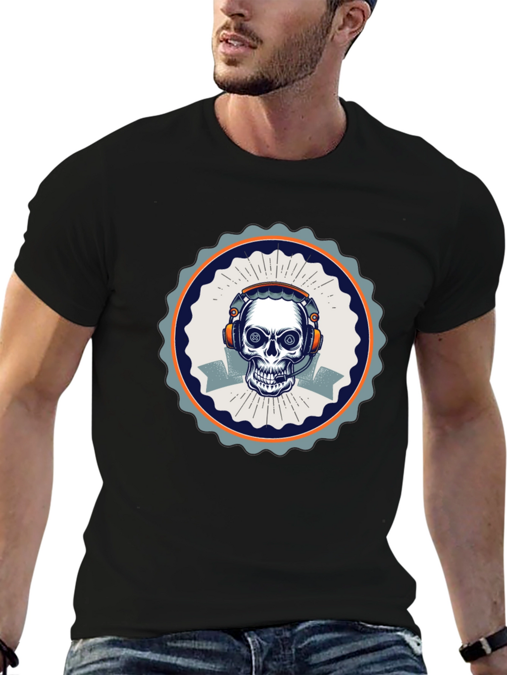 Skull Gamer T-Shirt - Black Cotton Tee