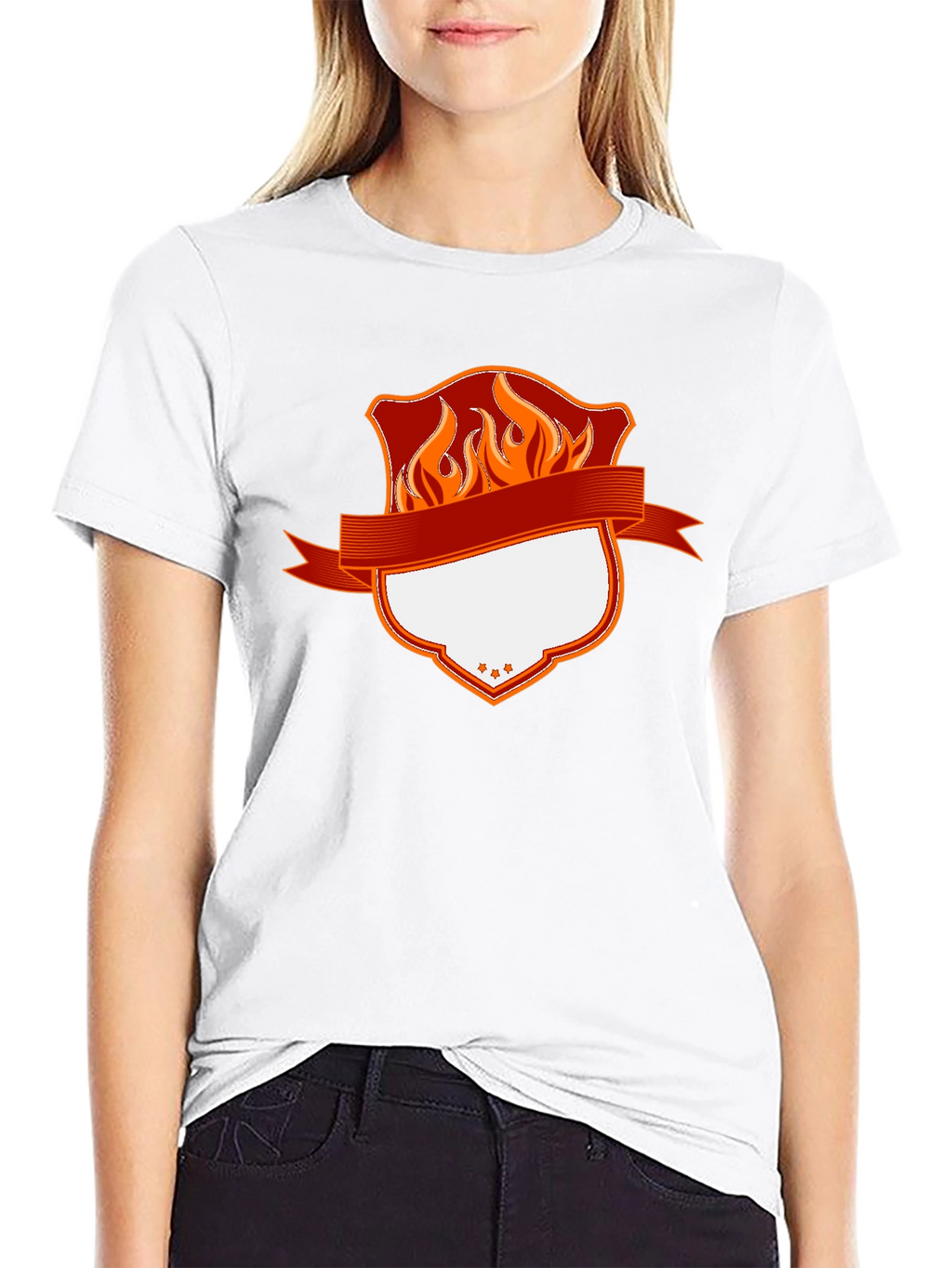 Fiery Shield Graphic Tee - Custom Design Ready