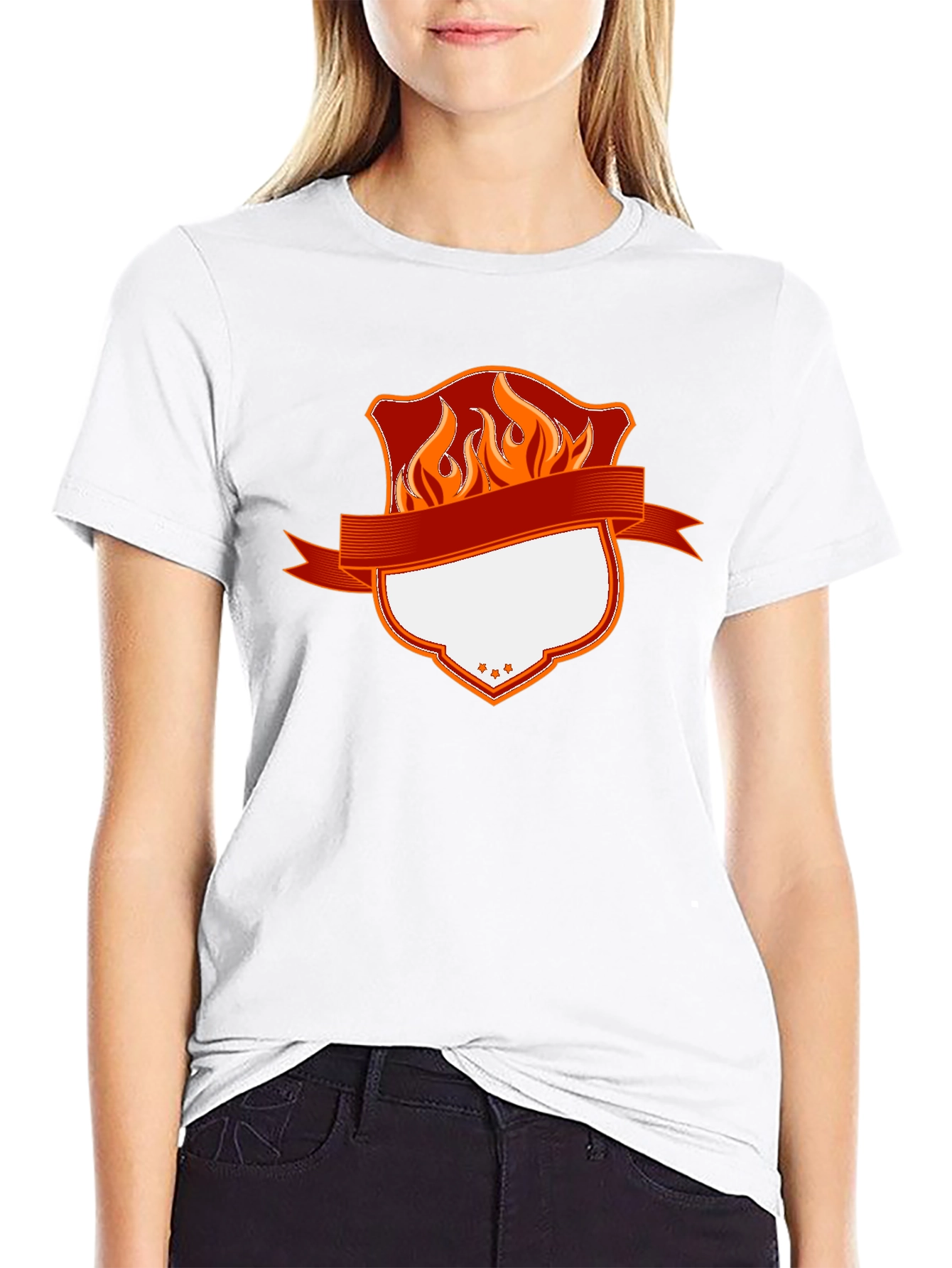 Fiery Shield Graphic Tee - Custom Design Ready