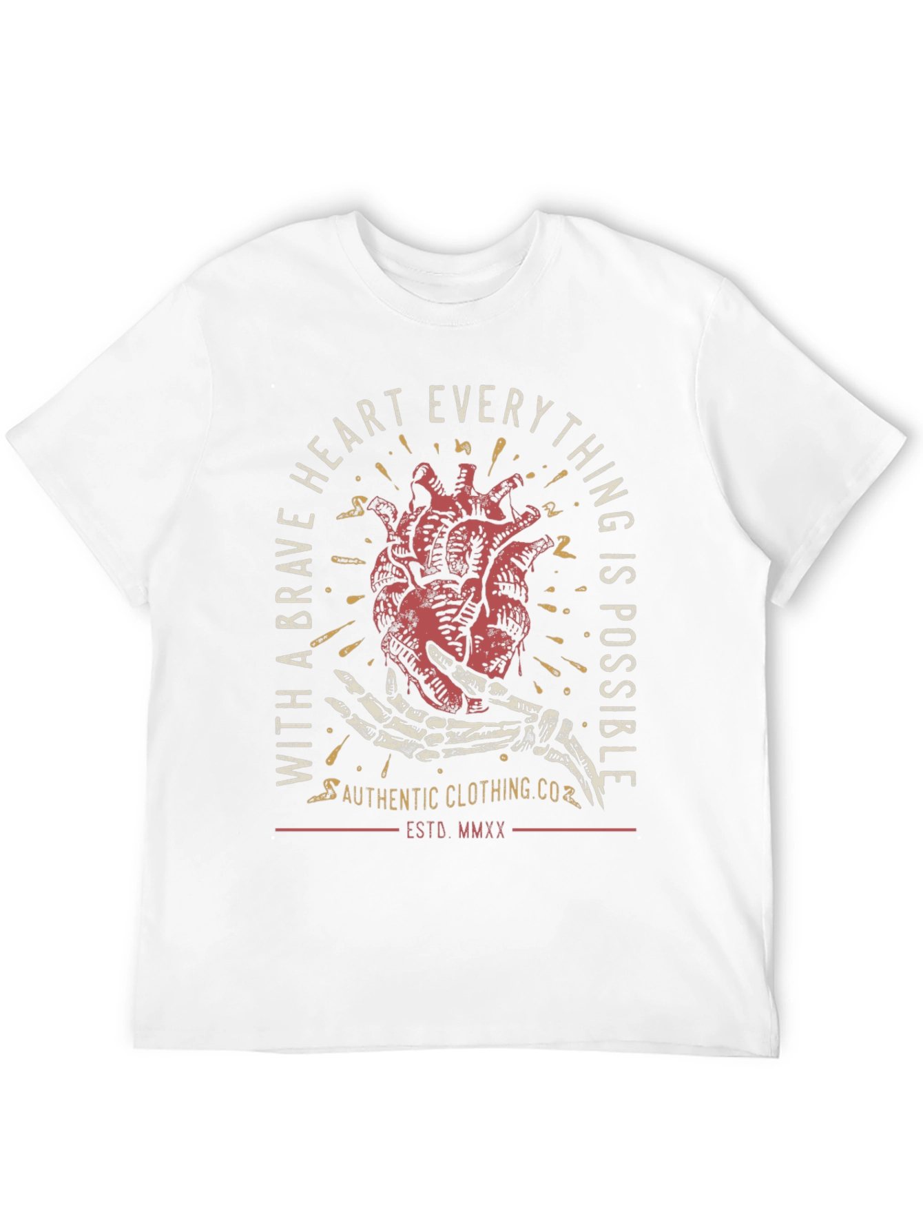 Brave Heart Graphic Tee - Black Casual T-Shirt