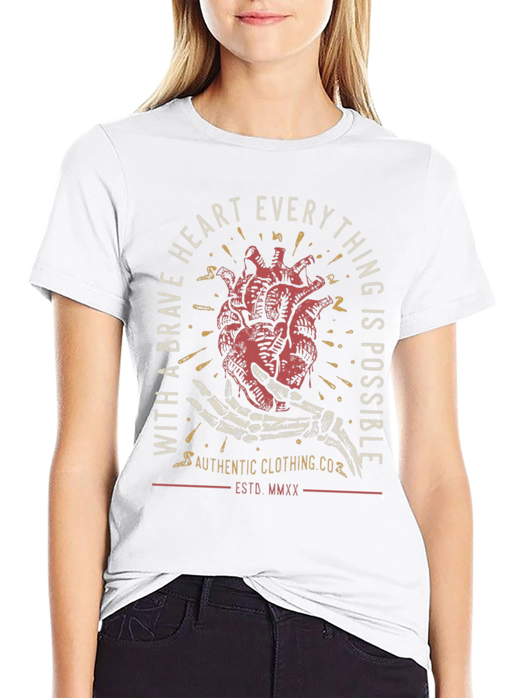 Brave Heart Graphic Tee - Black Casual T-Shirt