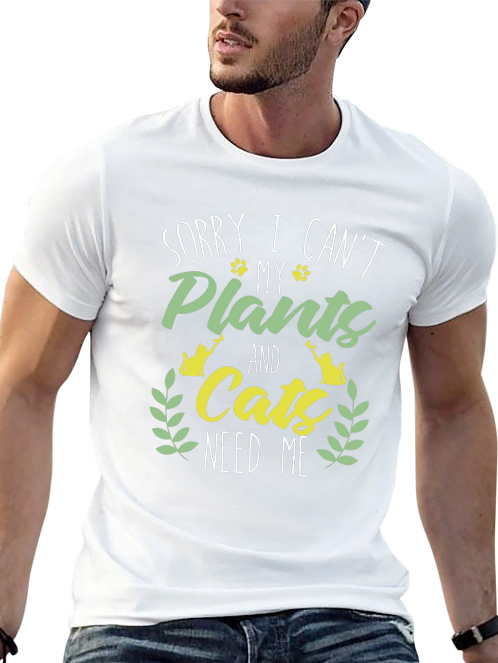 Plant & Cat Lover Graphic T-Shirt