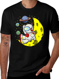 Astronaut on Moon Graphic Tee - Relaxed Space Vibes
