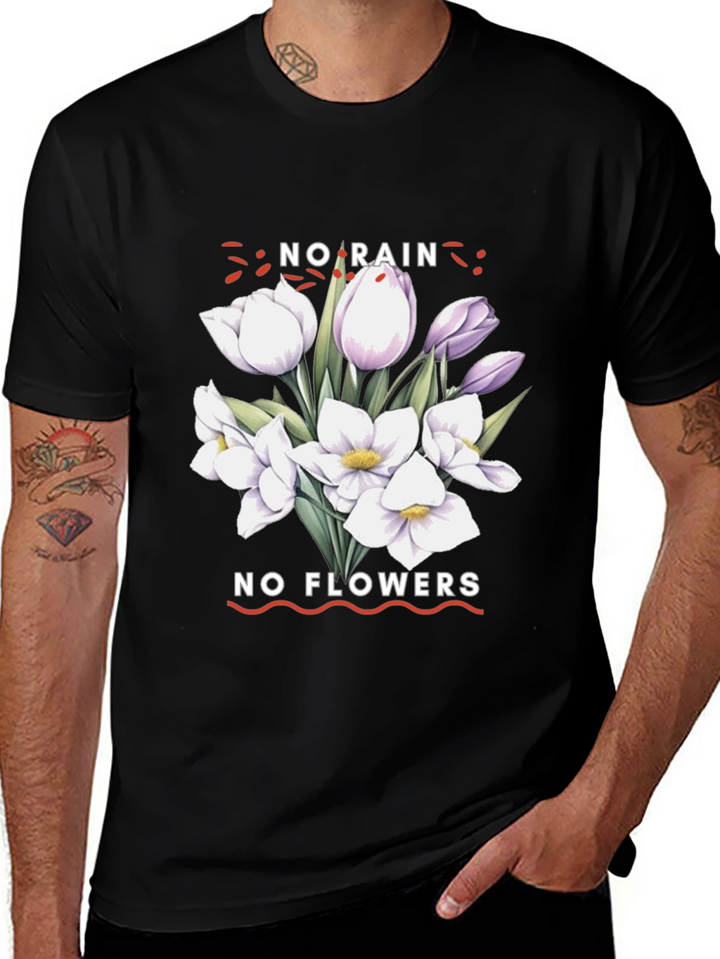No Rain No Flowers Graphic Tee - Black