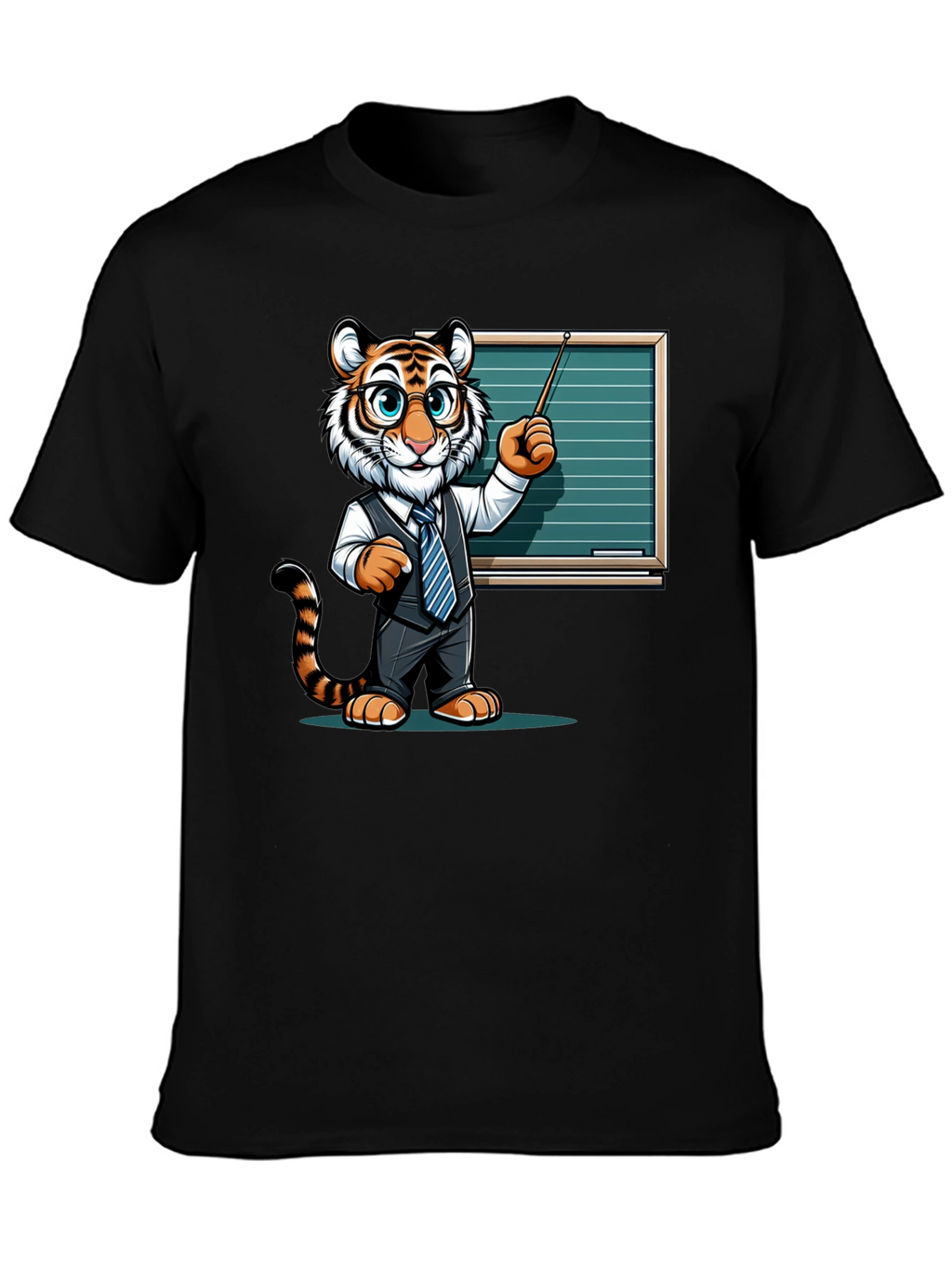 Tiger Teacher Graphic Tee - Black Cotton T-Shirt