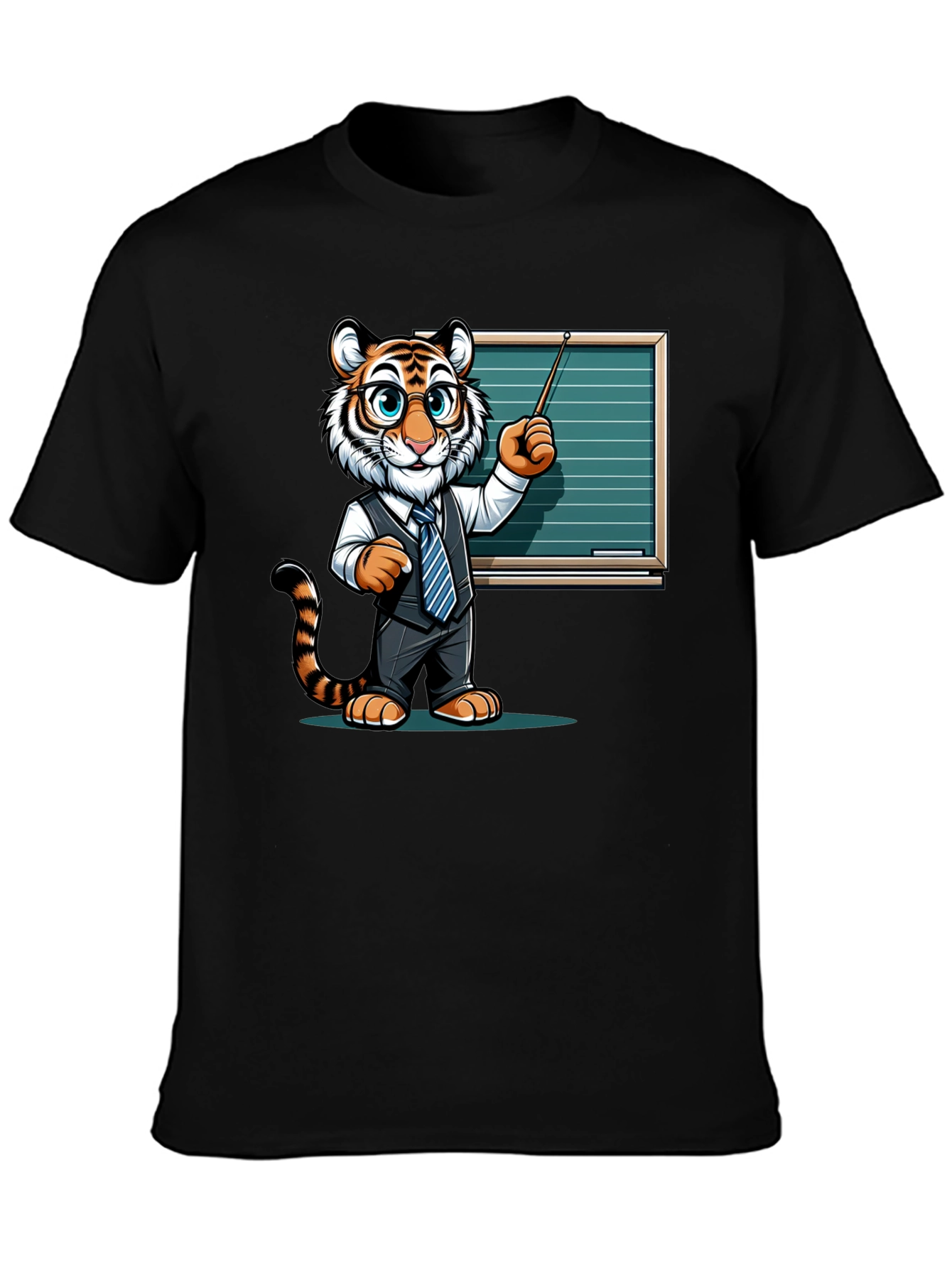 Tiger Teacher Graphic Tee - Black Cotton T-Shirt
