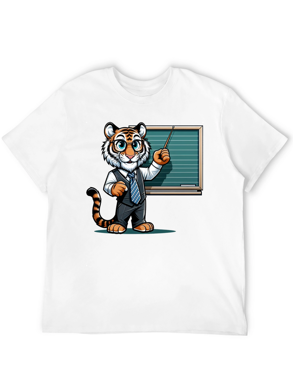 Tiger Teacher Graphic Tee - Black Cotton T-Shirt