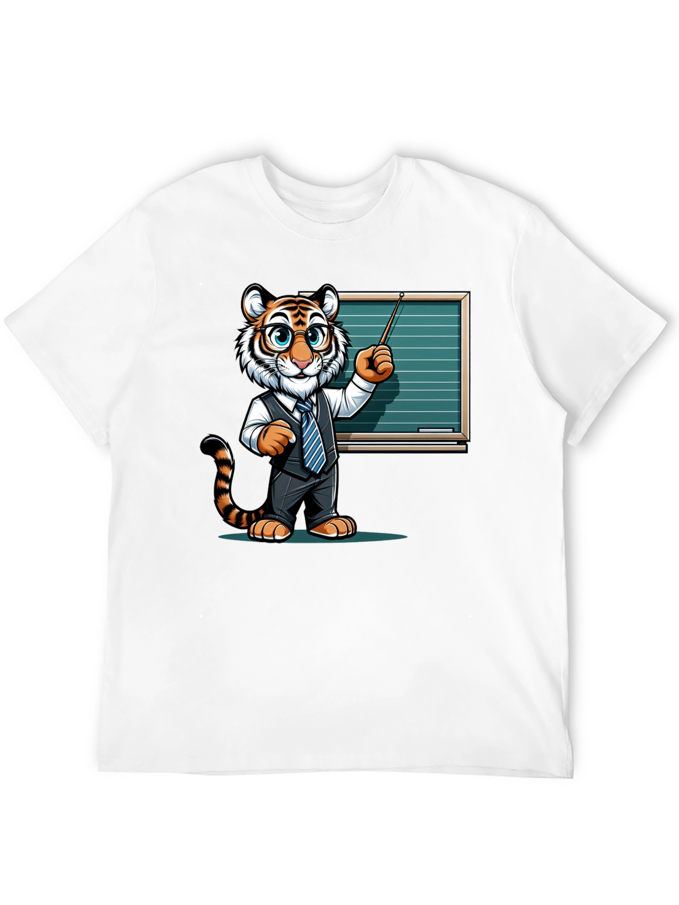 Tiger Teacher Graphic Tee - Black Cotton T-Shirt