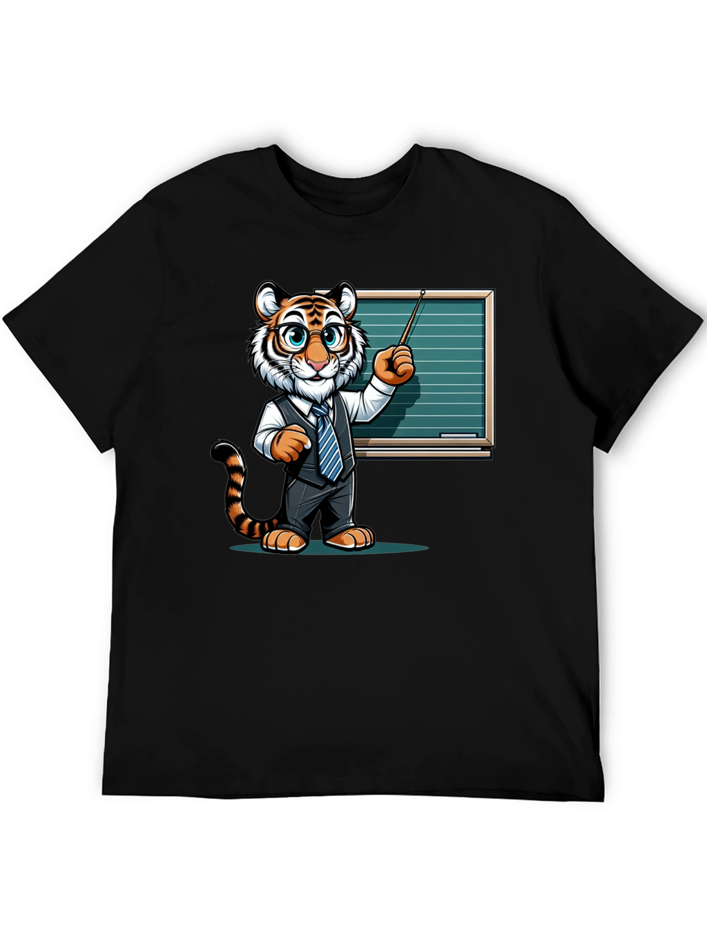 Tiger Teacher Graphic Tee - Black Cotton T-Shirt