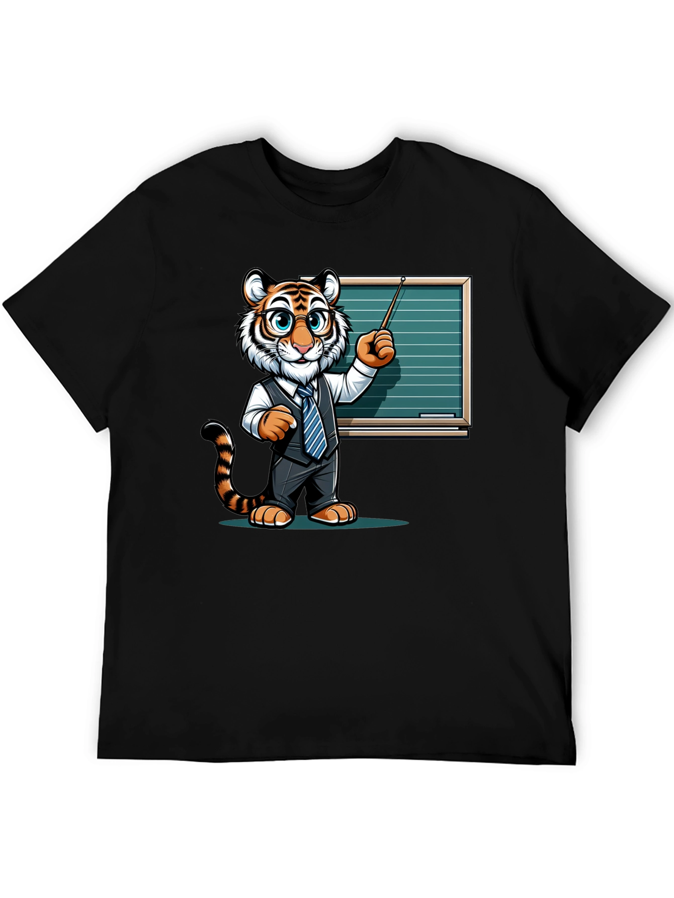 Tiger Teacher Graphic Tee - Black Cotton T-Shirt