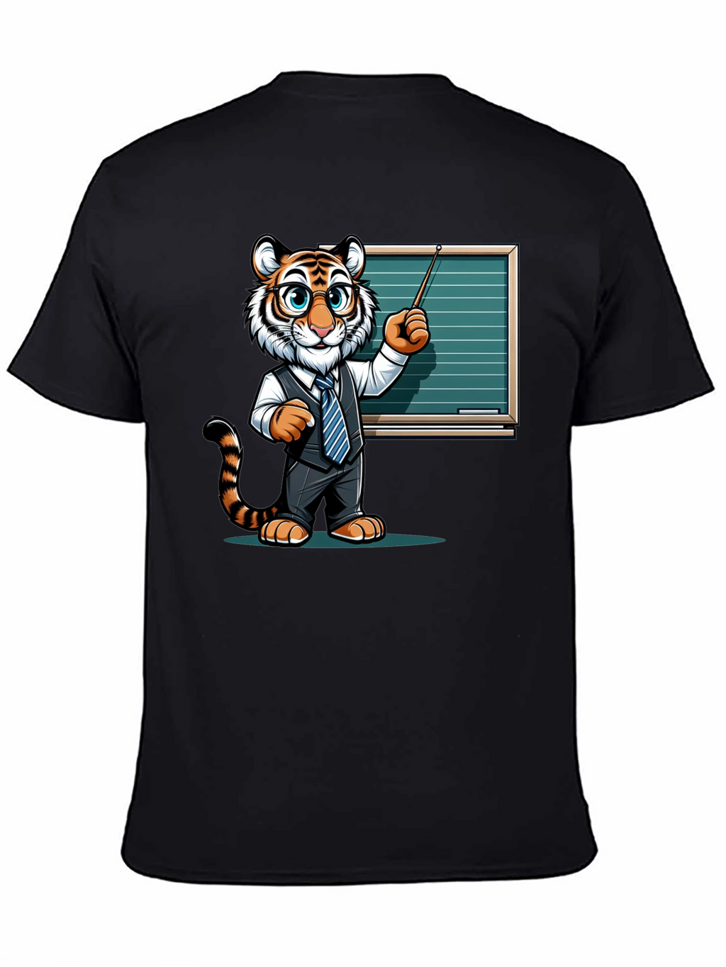 Tiger Teacher Graphic Tee - Black Cotton T-Shirt