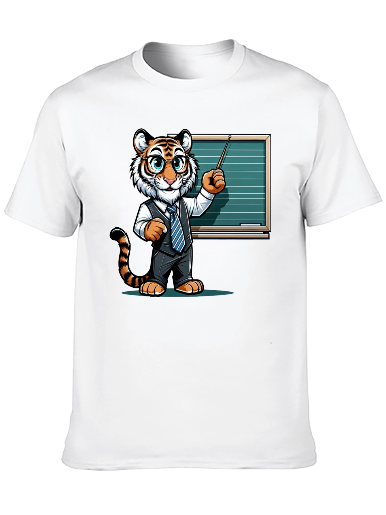 Tiger Teacher Graphic Tee - Black Cotton T-Shirt