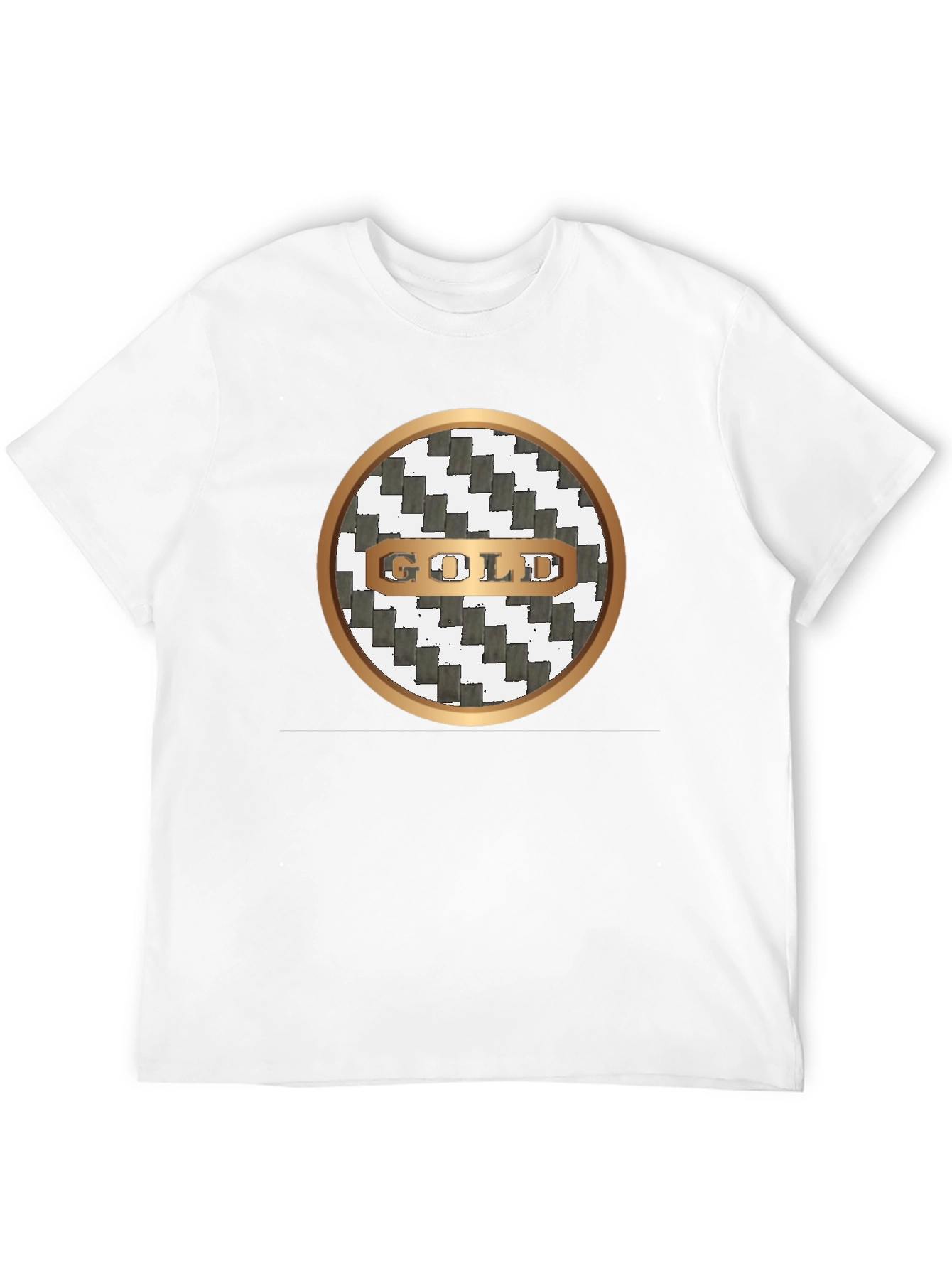 Gold Graphic Print Crew Neck T-Shirt