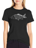 Cool Carp Fish Graphic T-Shirt - Black