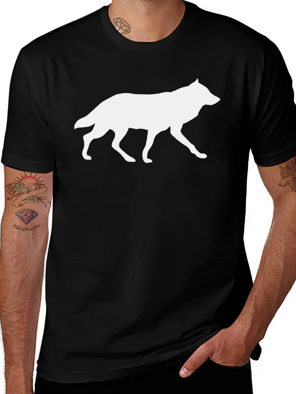 Wolf Silhouette Black Graphic Tee