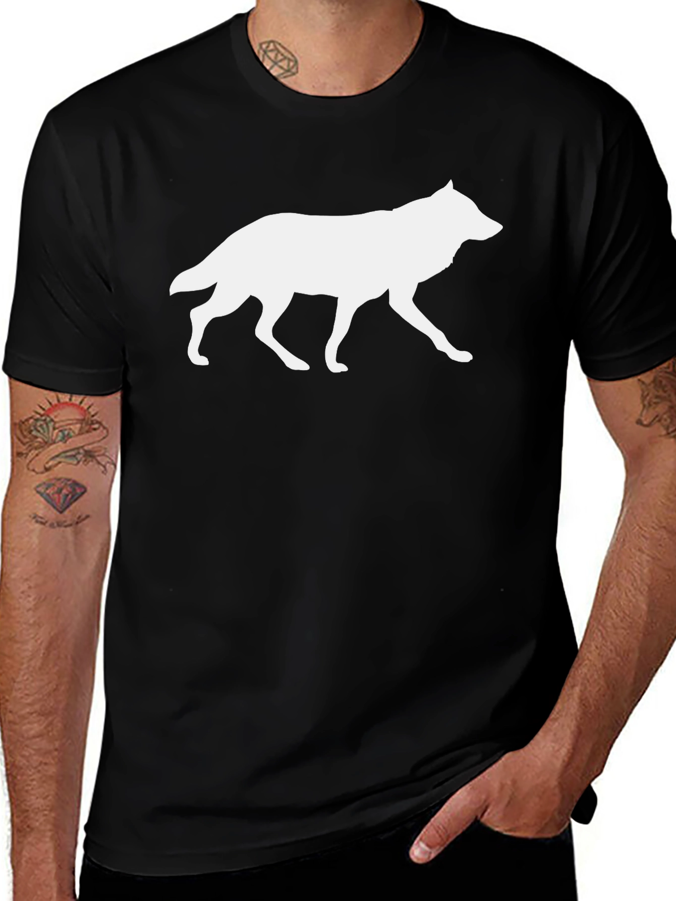 Wolf Silhouette Black Graphic Tee