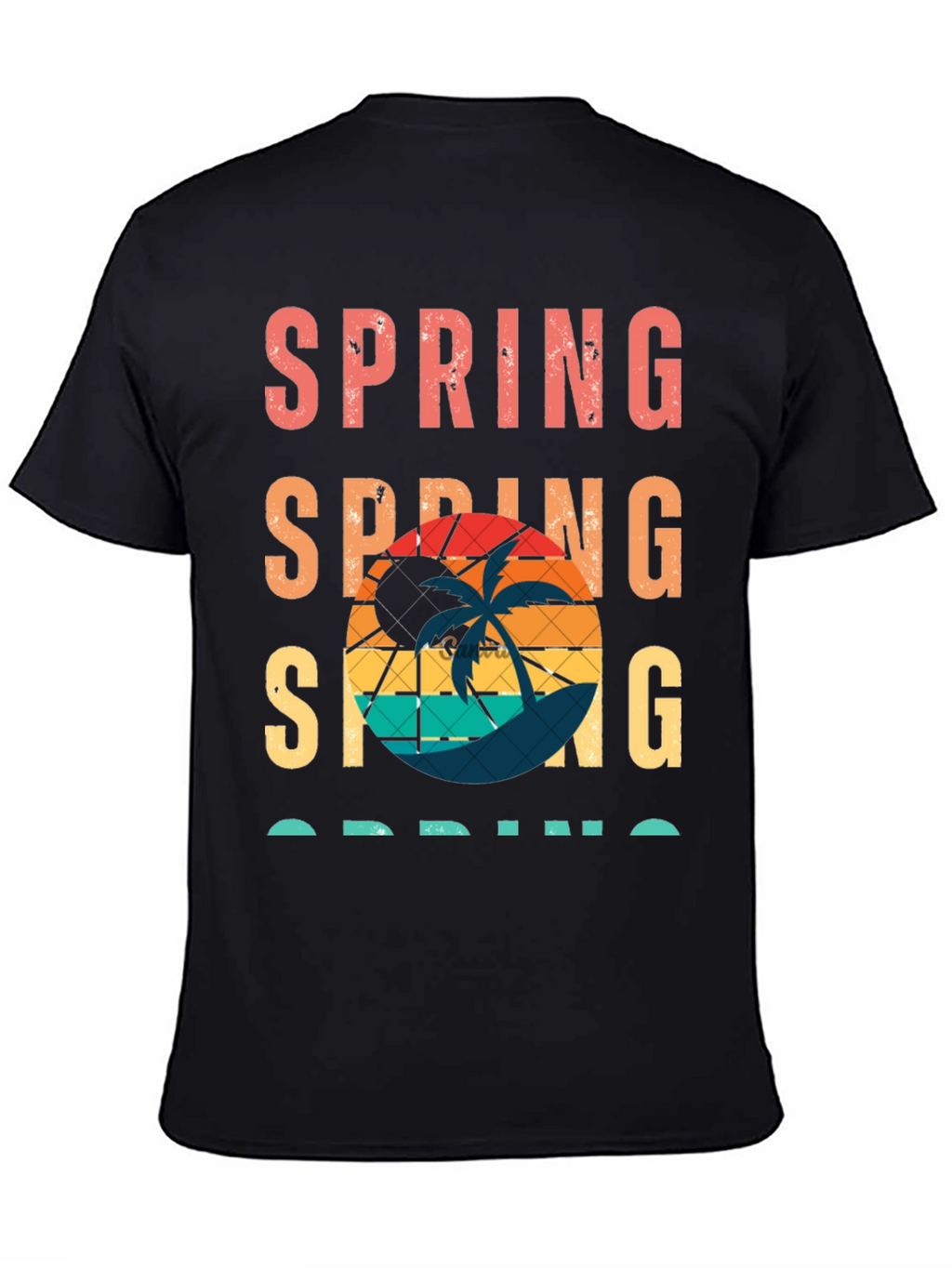 Retro Spring T-Shirt: Palm Tree Sunset Tee