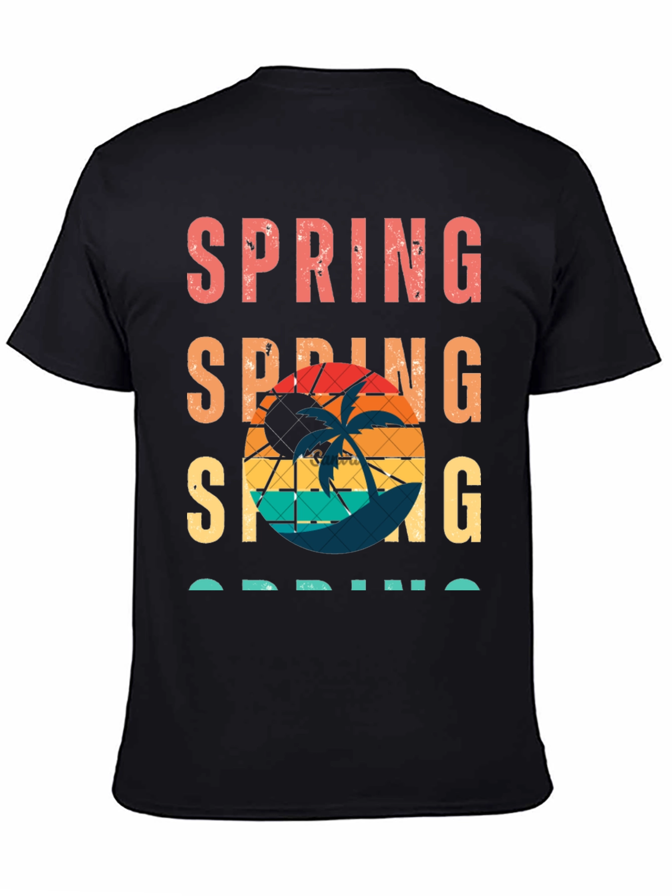 Retro Spring T-Shirt: Palm Tree Sunset Tee