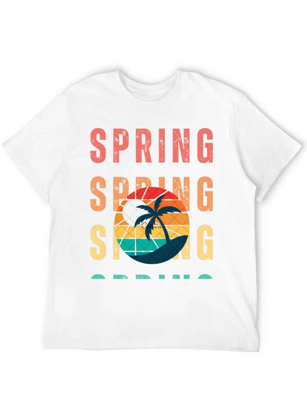 Retro Spring T-Shirt: Palm Tree Sunset Tee