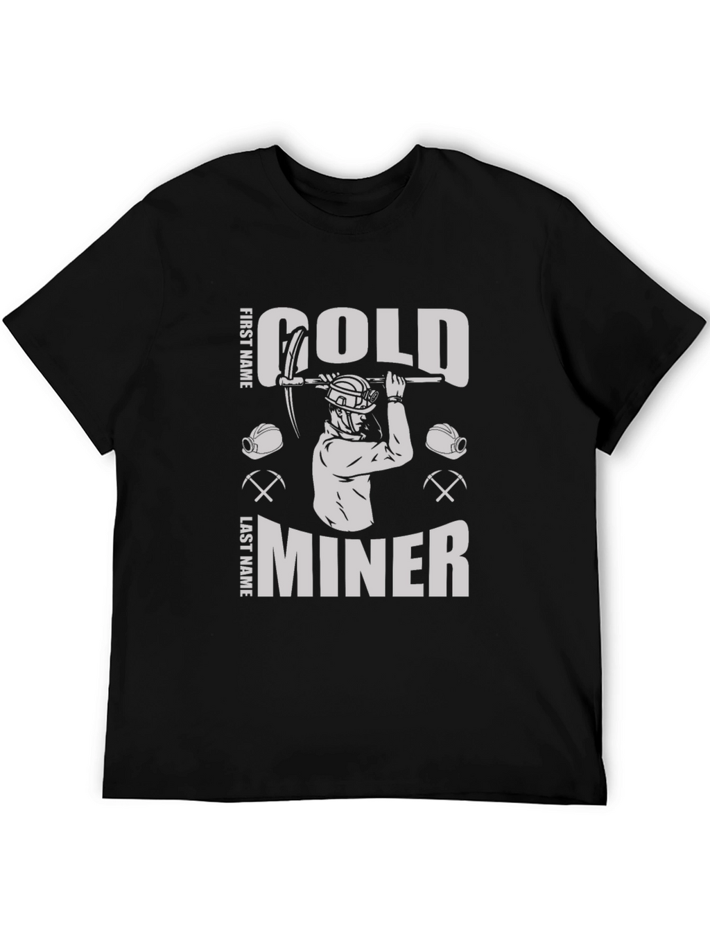 Gold Miner Graphic Tee - Black Cotton Blend T-Shirt