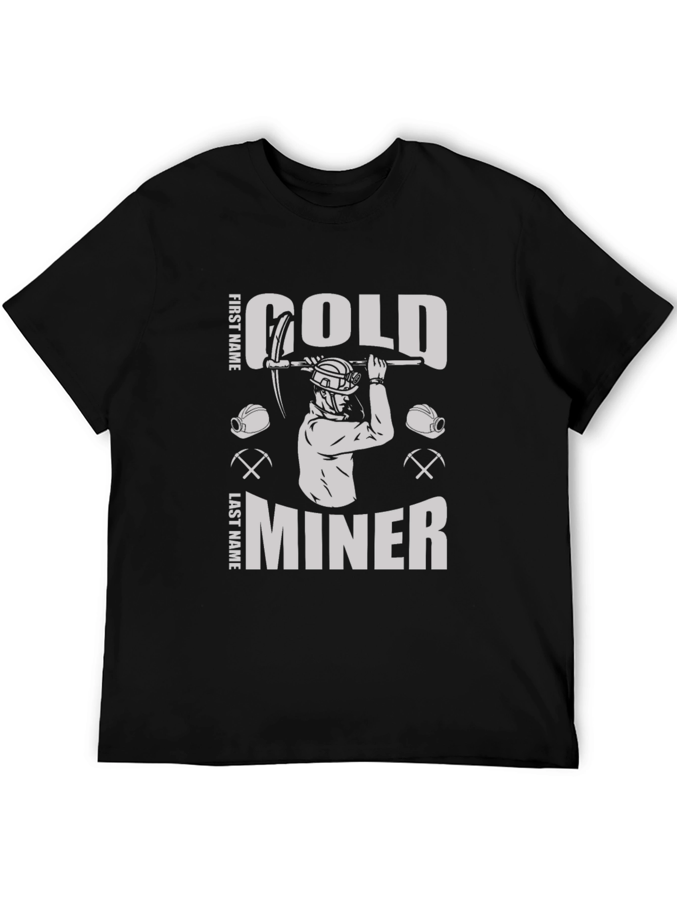 Gold Miner Graphic Tee - Black Cotton Blend T-Shirt