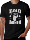 Gold Miner Graphic Tee - Black Cotton Blend T-Shirt