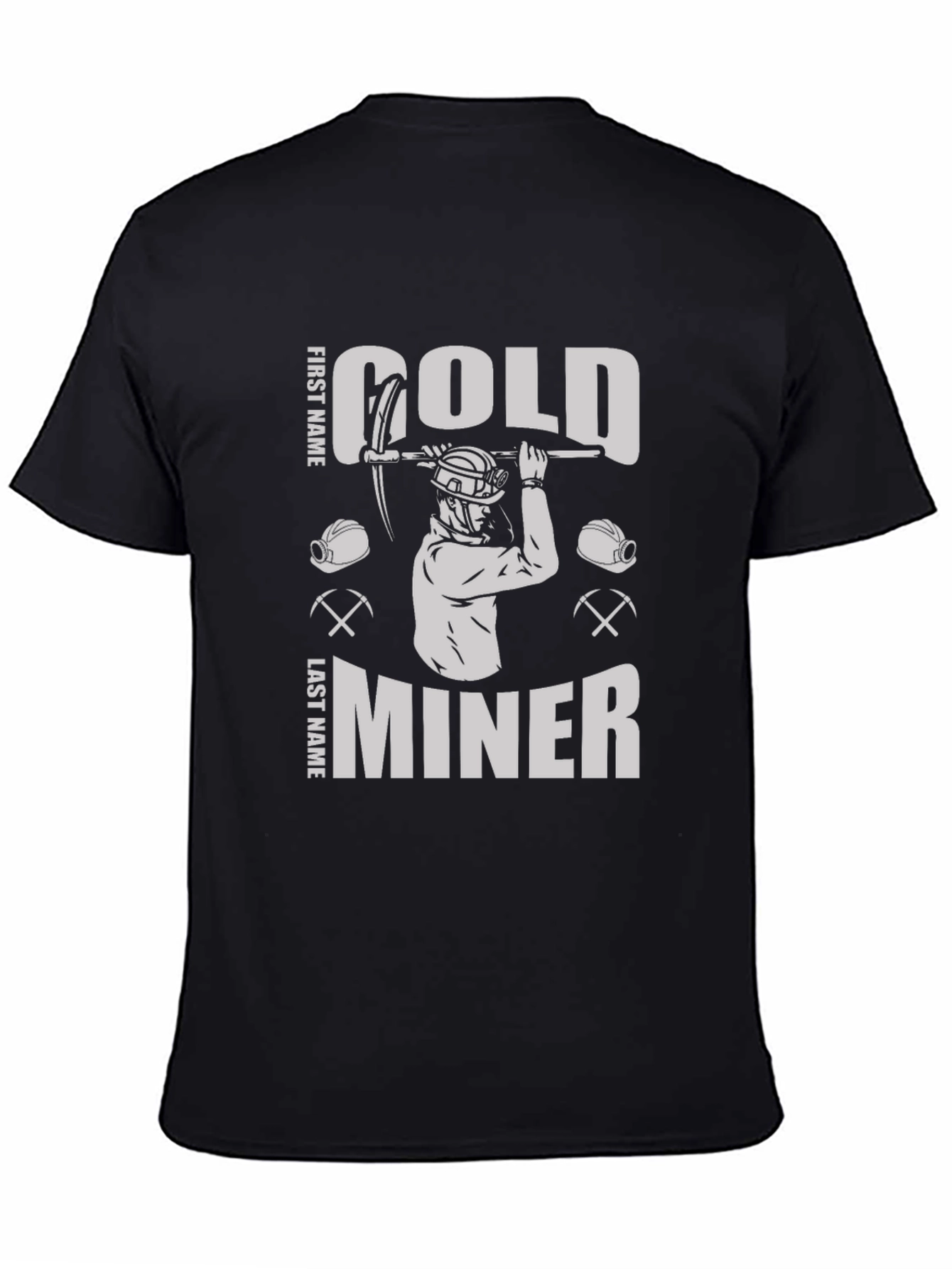 Gold Miner Graphic Tee - Black Cotton Blend T-Shirt