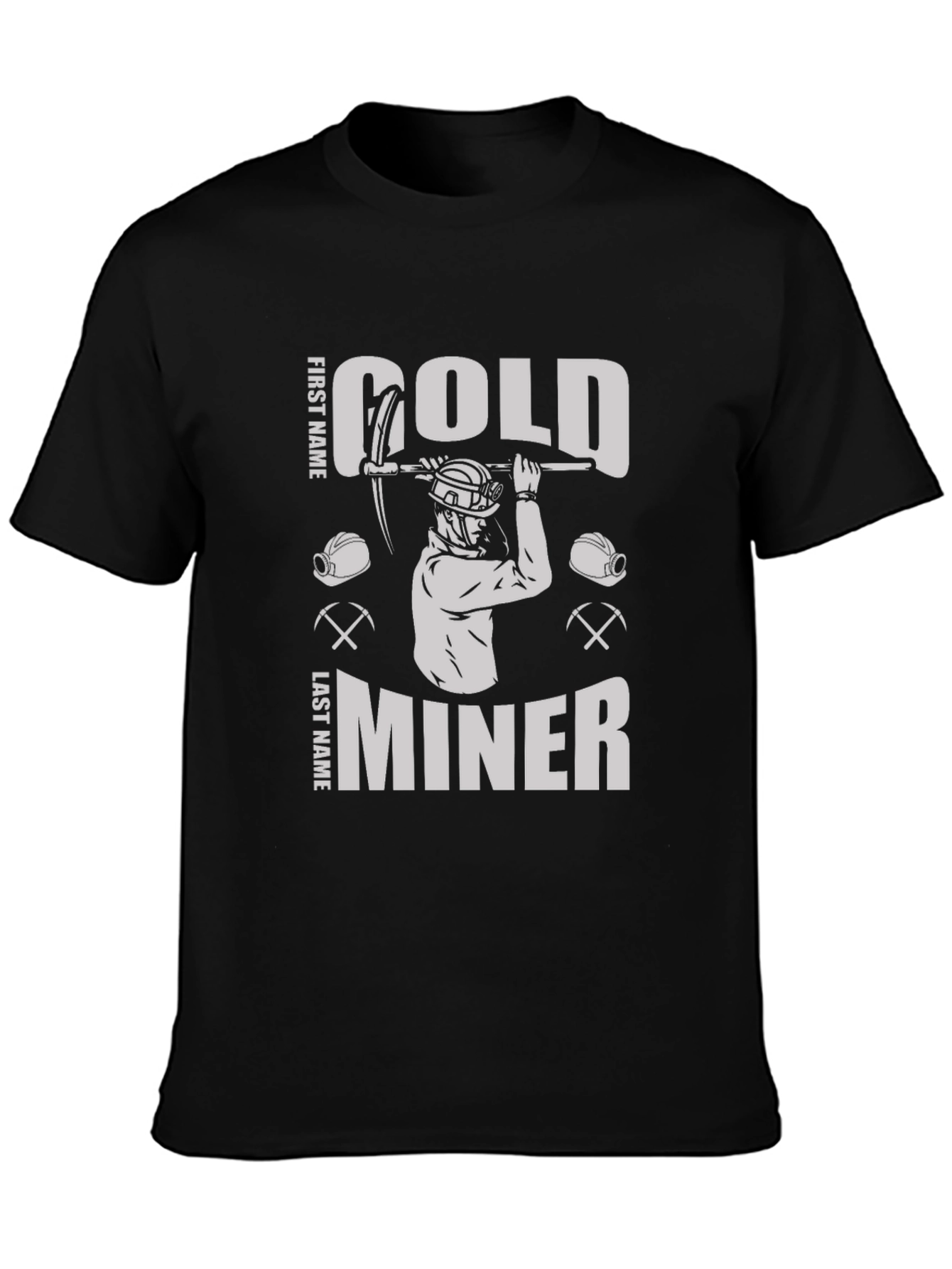Gold Miner Graphic Tee - Black Cotton Blend T-Shirt