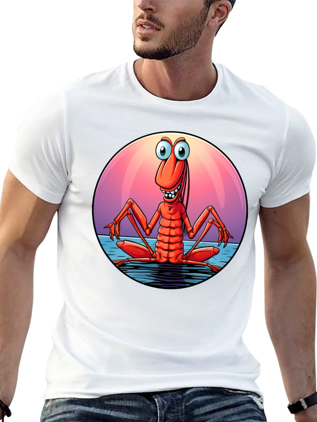 Funny Shrimp Graphic T-Shirt - Cartoon Style