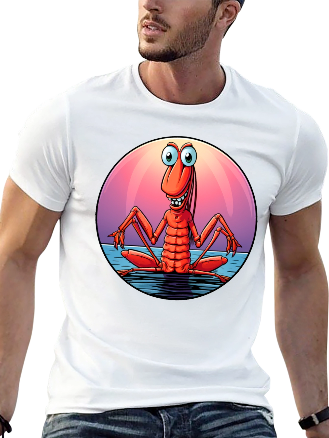 Funny Shrimp Graphic T-Shirt - Cartoon Style