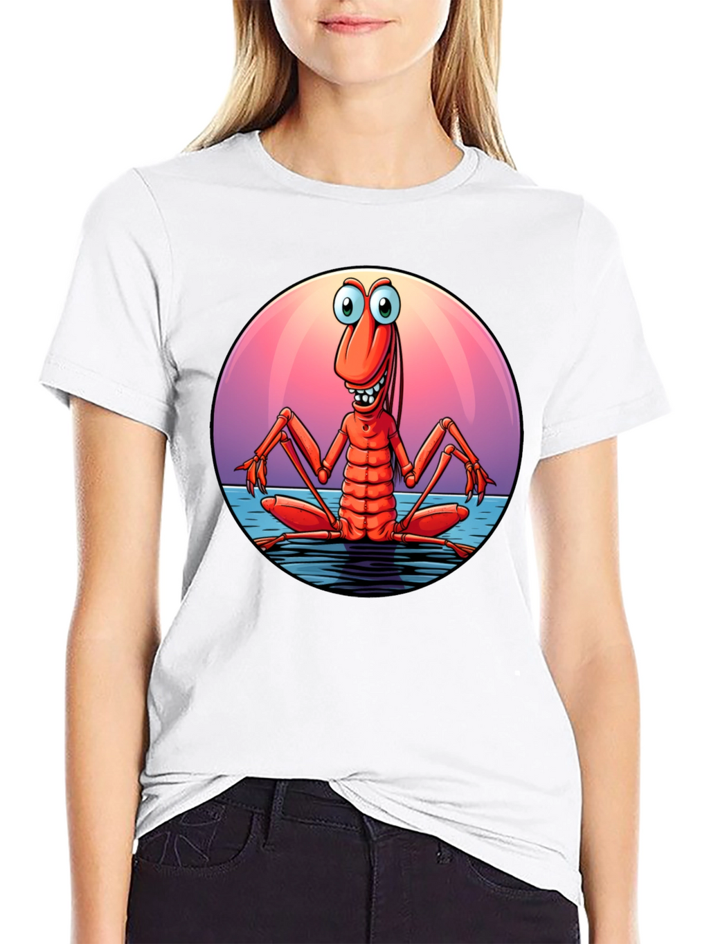 Funny Shrimp Graphic T-Shirt - Cartoon Style