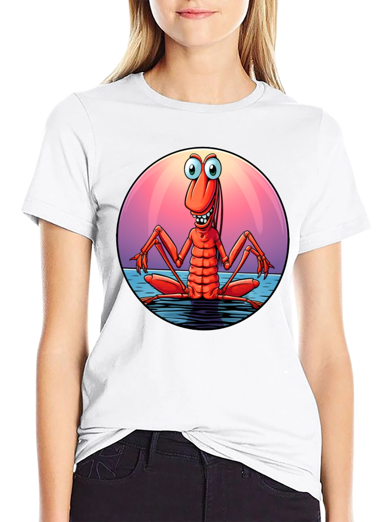 Funny Shrimp Graphic T-Shirt - Cartoon Style