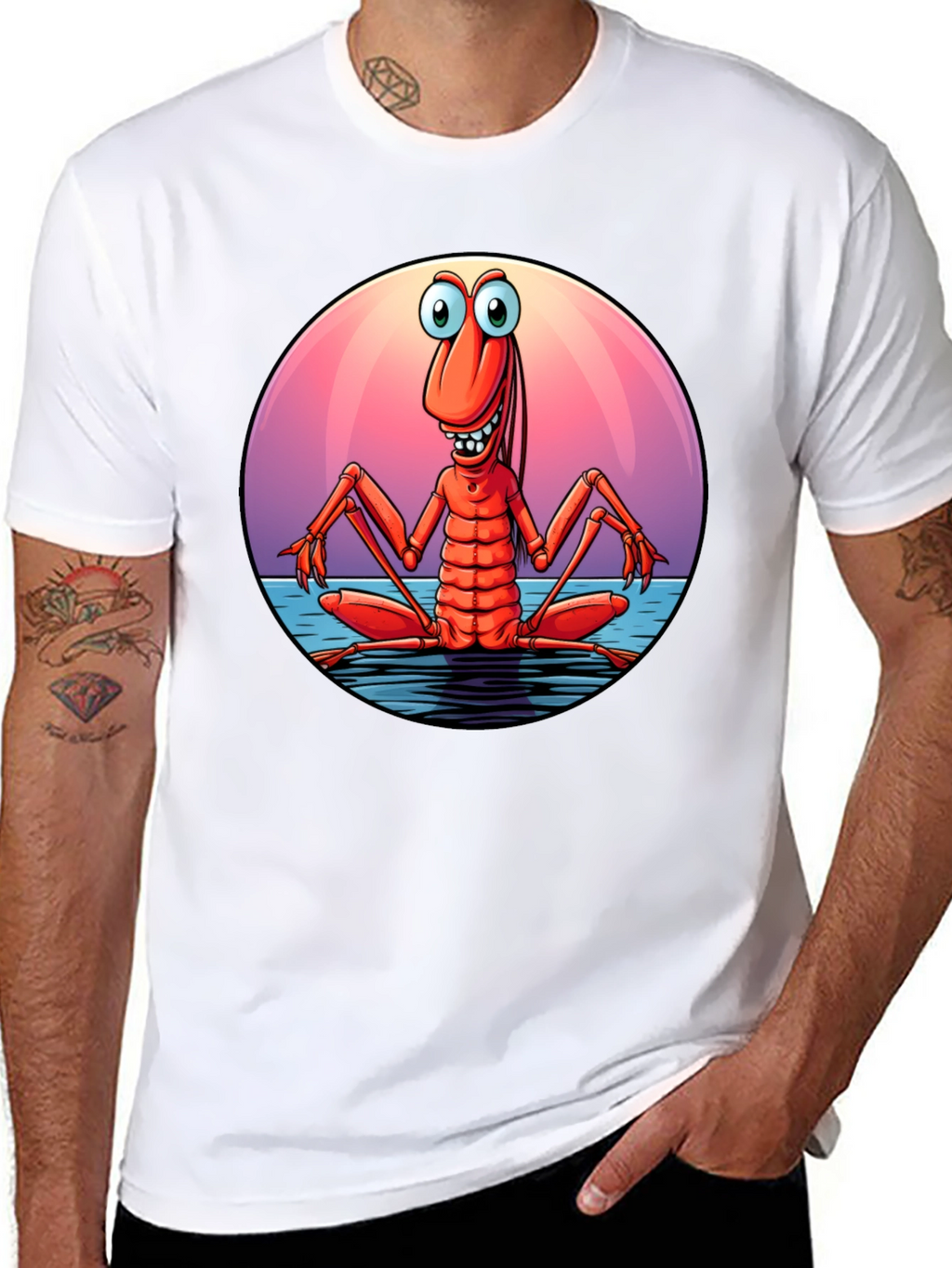 Funny Shrimp Graphic T-Shirt - Cartoon Style