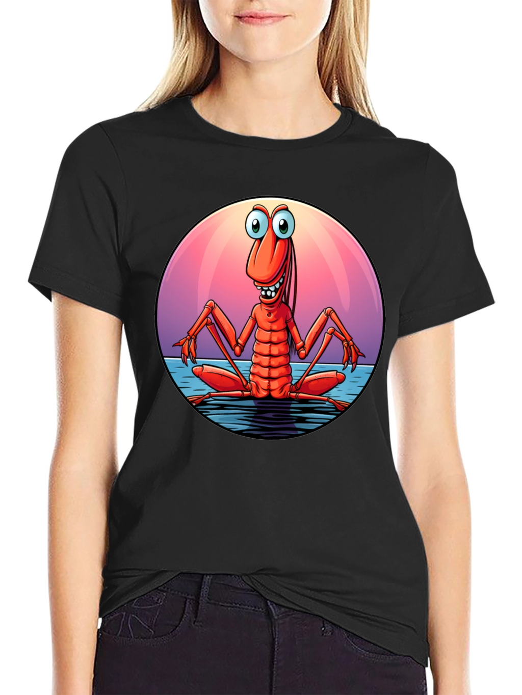 Funny Shrimp Graphic T-Shirt - Cartoon Style