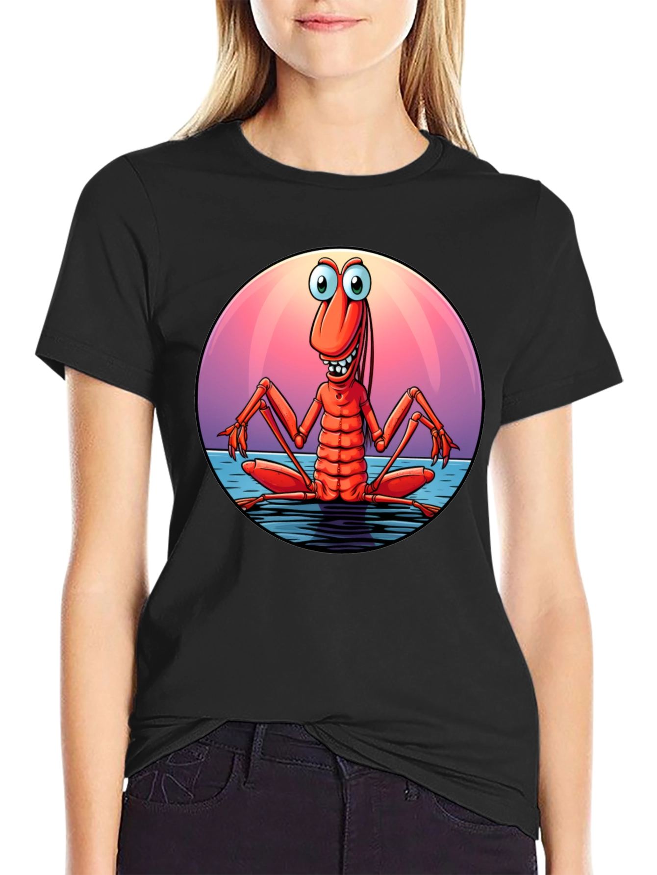 Funny Shrimp Graphic T-Shirt - Cartoon Style